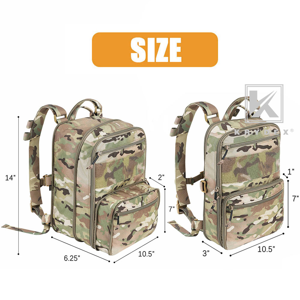 KRYDEX D3 Flatpack Tactical Backpack Multi-purposed MOLLE Rucksack Pack Multicam