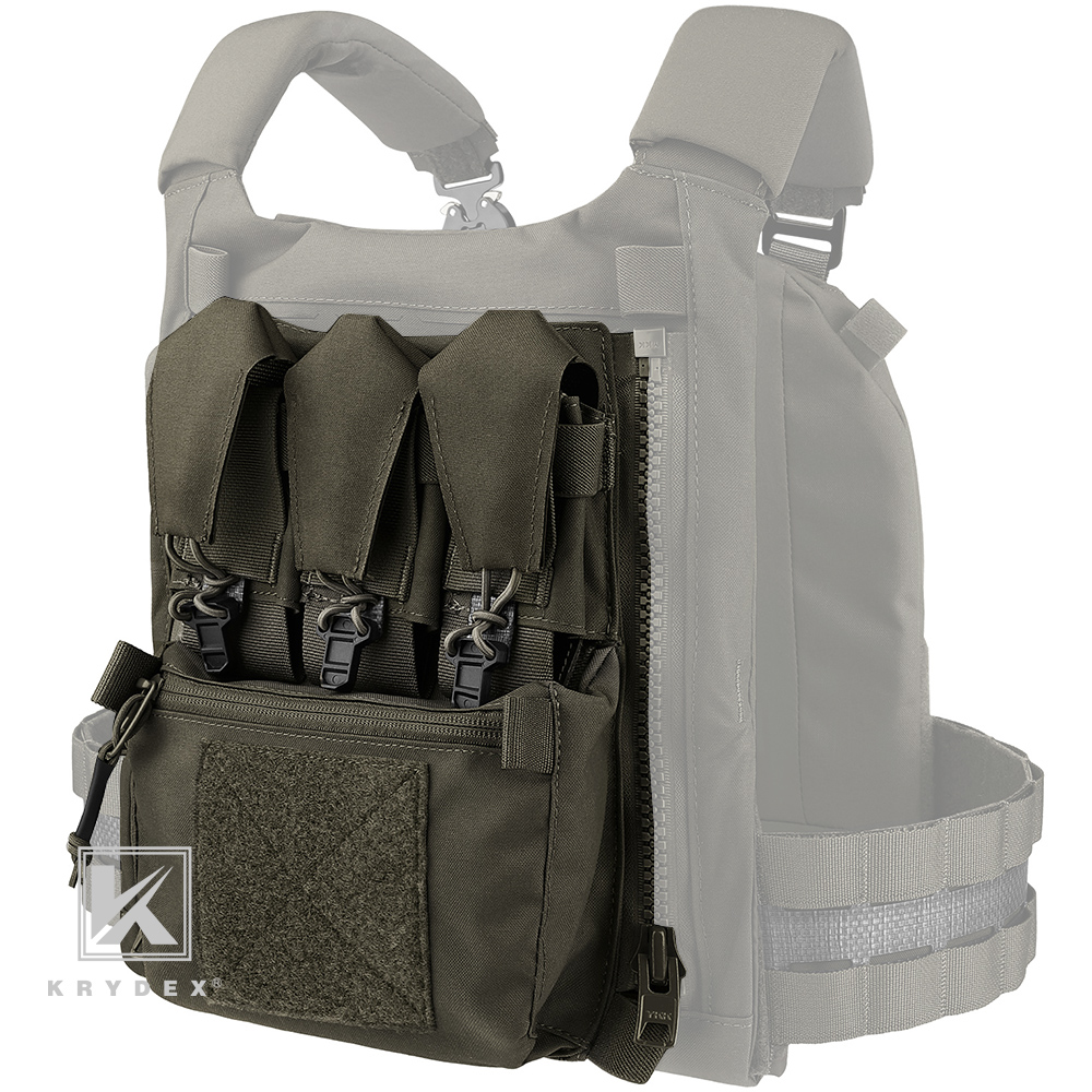 KRYDEX Tactical Zip On Assault Back Panel Banger MOLLE for FCPC V5 Plate Carrier Ranger Green