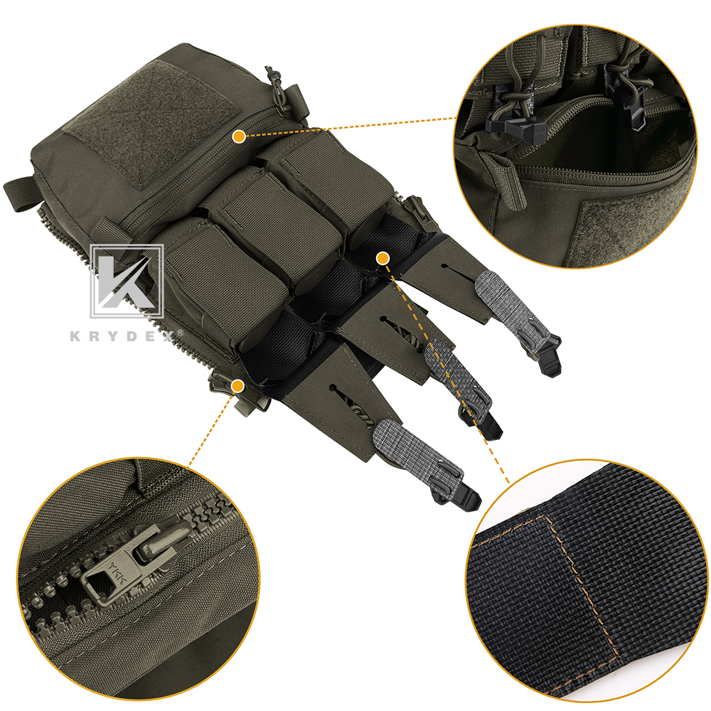 KRYDEX Tactical Zip On Assault Back Panel Banger MOLLE for FCPC V5 Plate Carrier Ranger Green