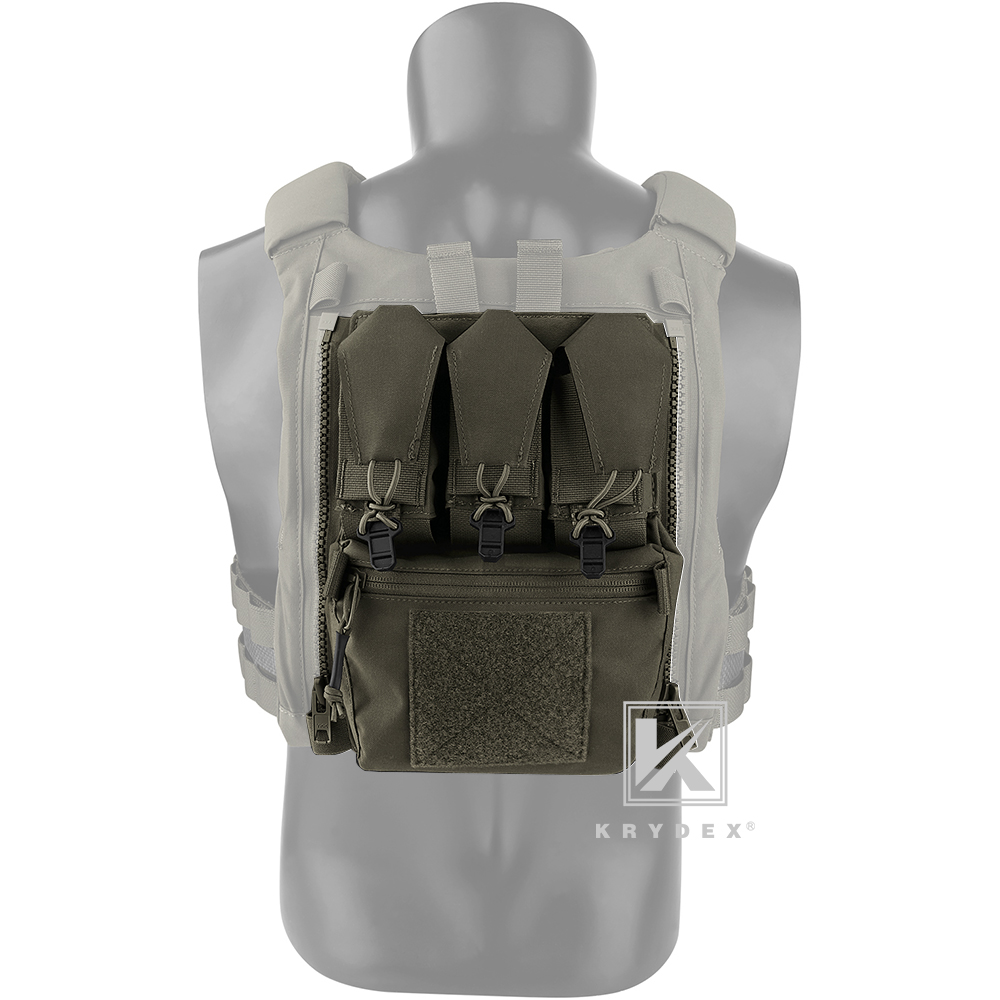 KRYDEX Tactical Zip On Assault Back Panel Banger MOLLE for FCPC V5 Plate Carrier Ranger Green