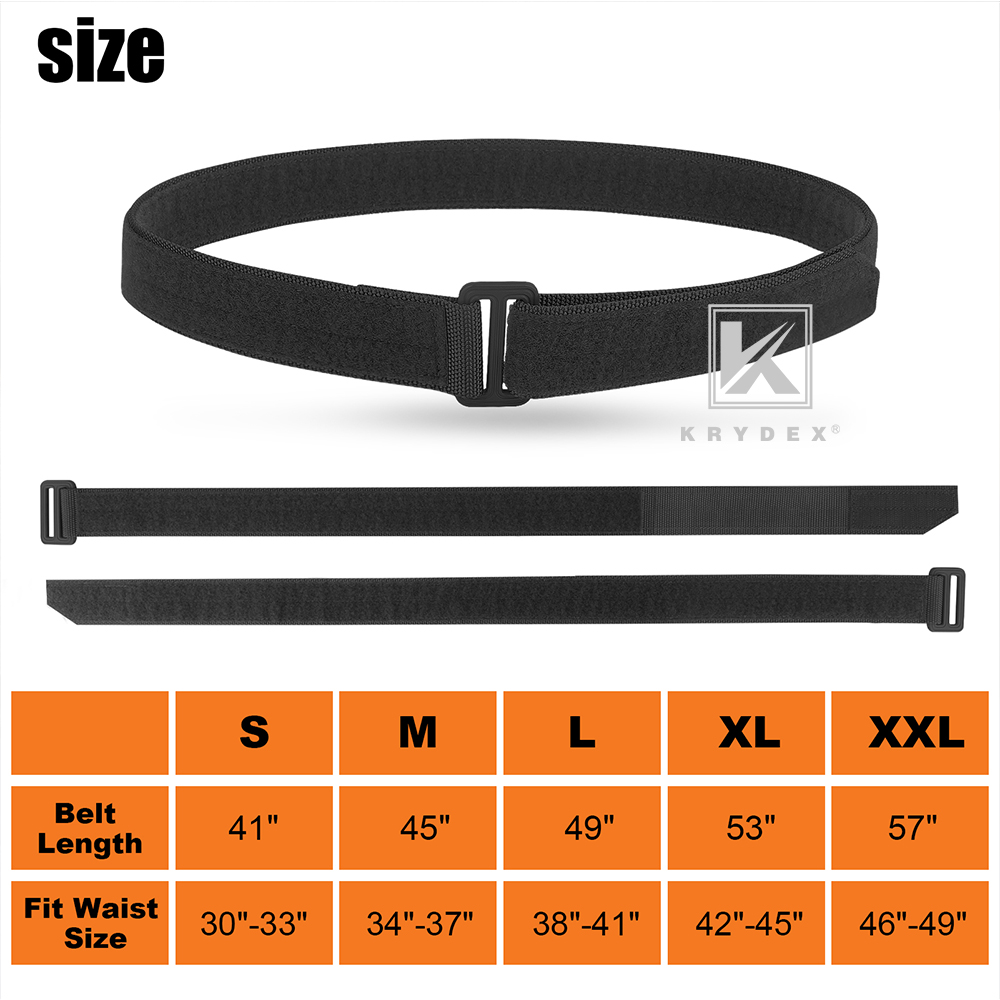KRYDEX Tactical Base Belt EDC Under Belt Inner Belt 1.5inch Duty Concealed Carry Black