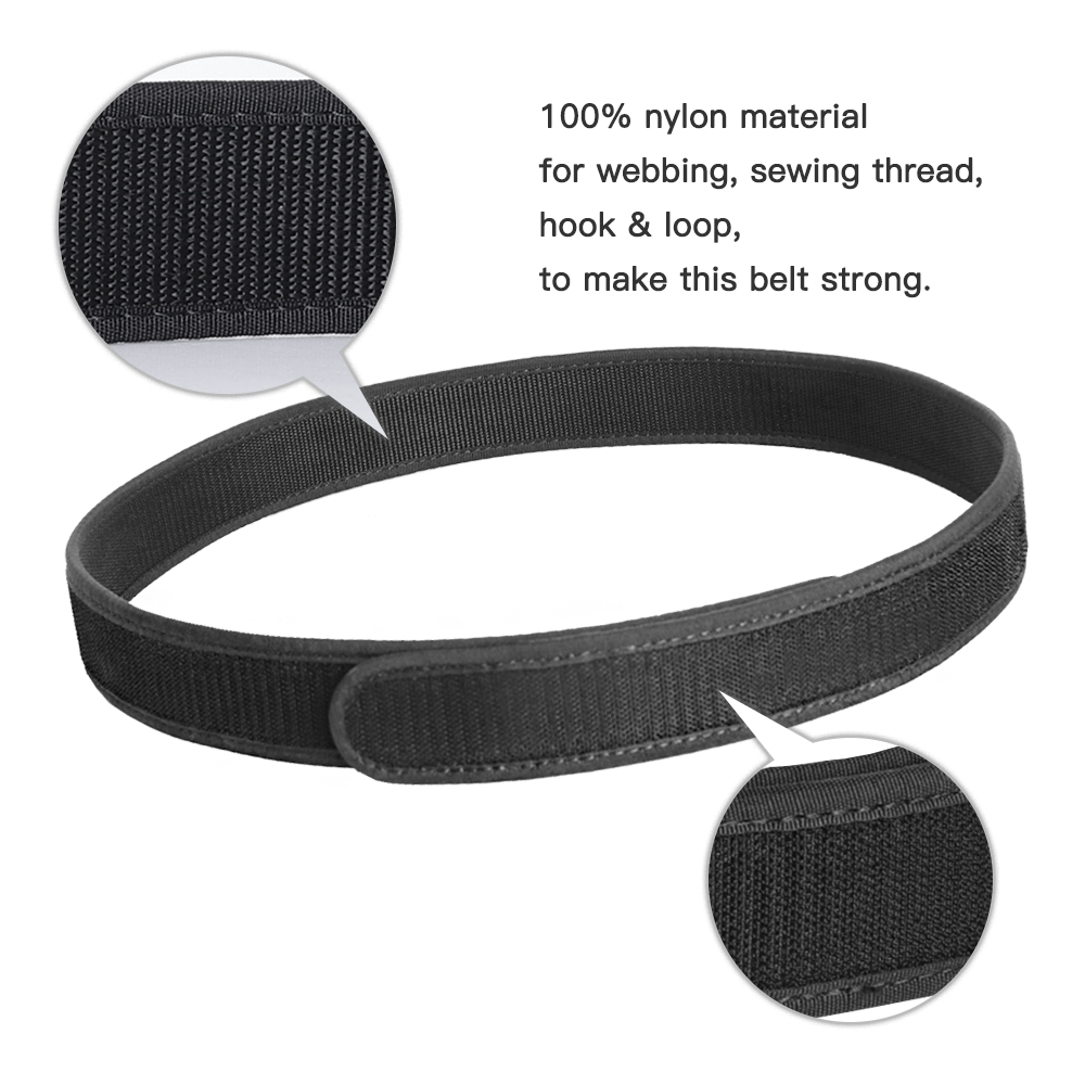 Krydex 1.5inch Duty Inner Belt Tactical EDC Waist Belt Nylon Black w/ Hook Liner