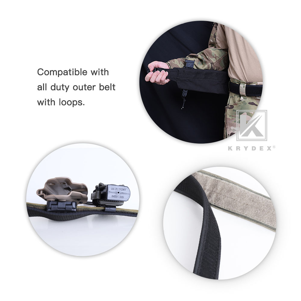 KRYDEX 1.5inch Duty Inner Belt Tactical EDC Waist Belt Nylon Black w