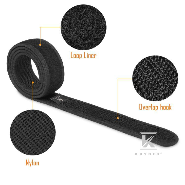 Krydex 1.5inch Duty Inner Belt Tactical EDC Waist Belt Nylon Black w/ Loop Liner