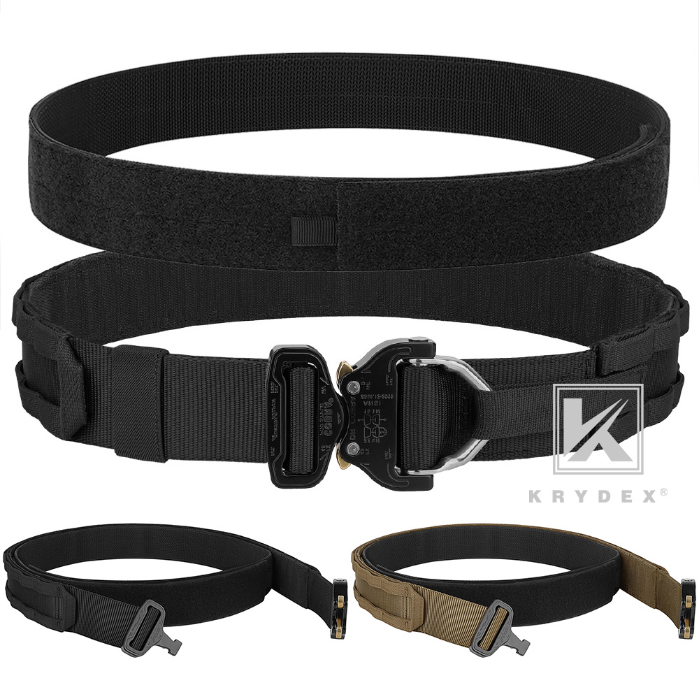 KRYDEX 1.75-2 in D-ring Tactical Heavy Duty Rigger Belt Cobra Buckle MOLLE Battle Belt
