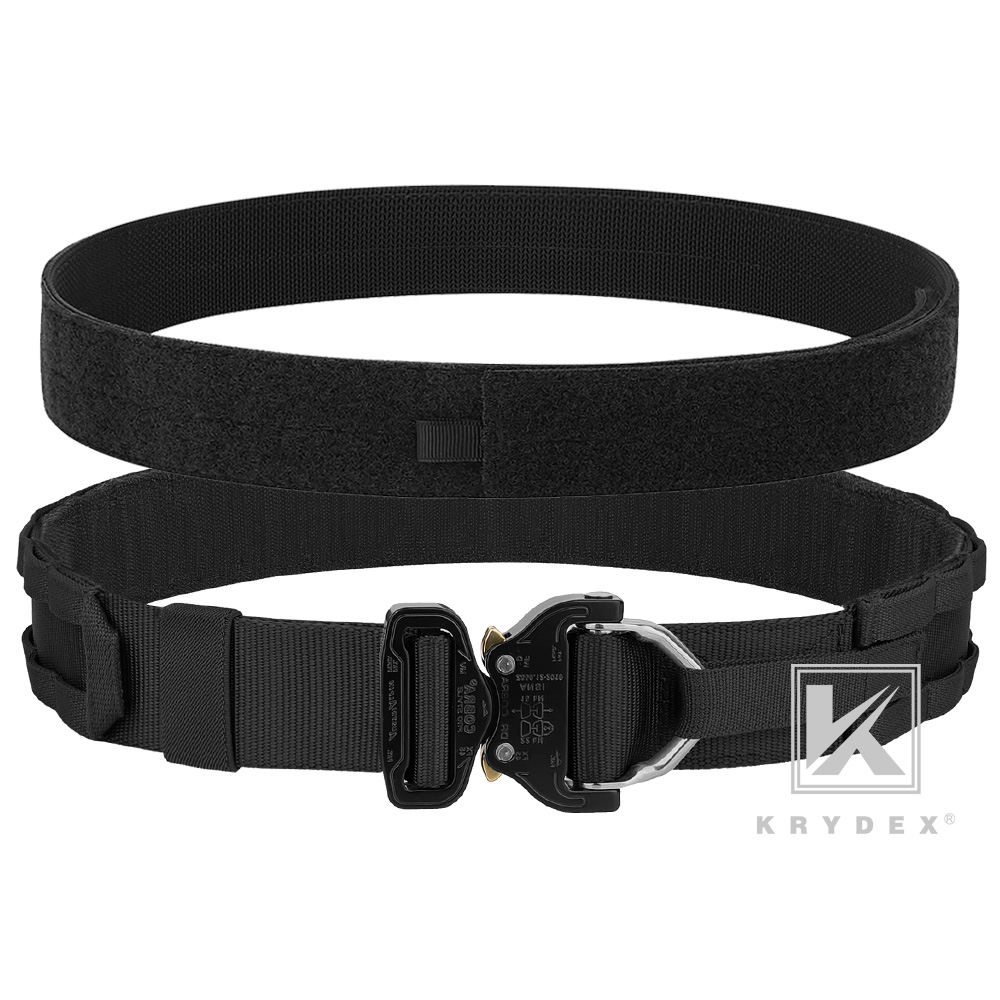 KRYDEX 1.75-2 in D-ring Tactical Heavy Duty Rigger Belt Cobra Buckle MOLLE Battle Belt