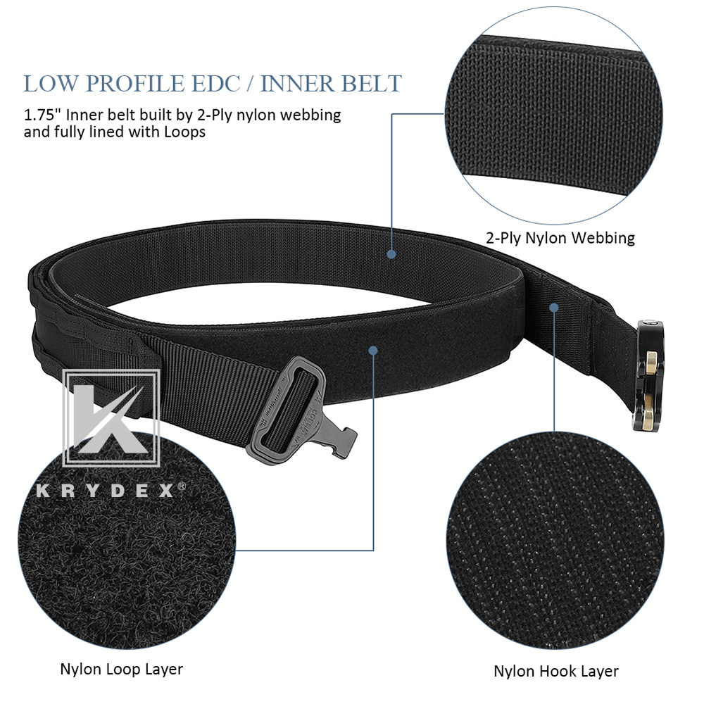 KRYDEX 1.75-2 in D-ring Tactical Heavy Duty Rigger Belt Cobra Buckle MOLLE Battle Belt