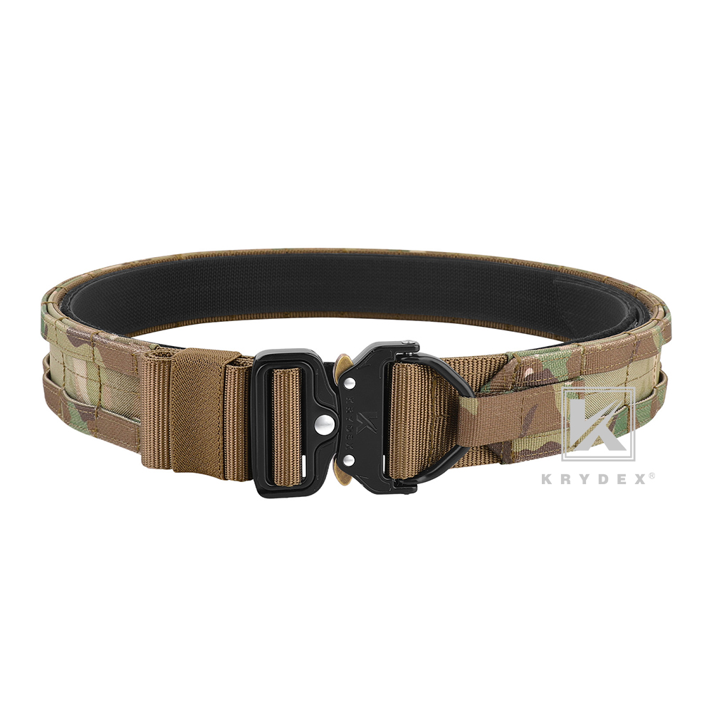 KRYDEX Tactical Belt 1.75 in Heavy Rigger Duty Belt D-ring MOLLE Quick Release MC Camo
