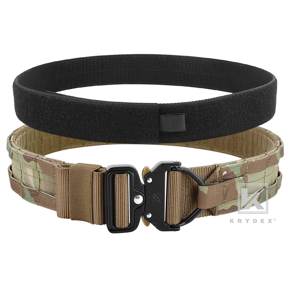 KRYDEX Tactical Belt 1.75 in Heavy Rigger Duty Belt D-ring MOLLE Quick Release MC Camo