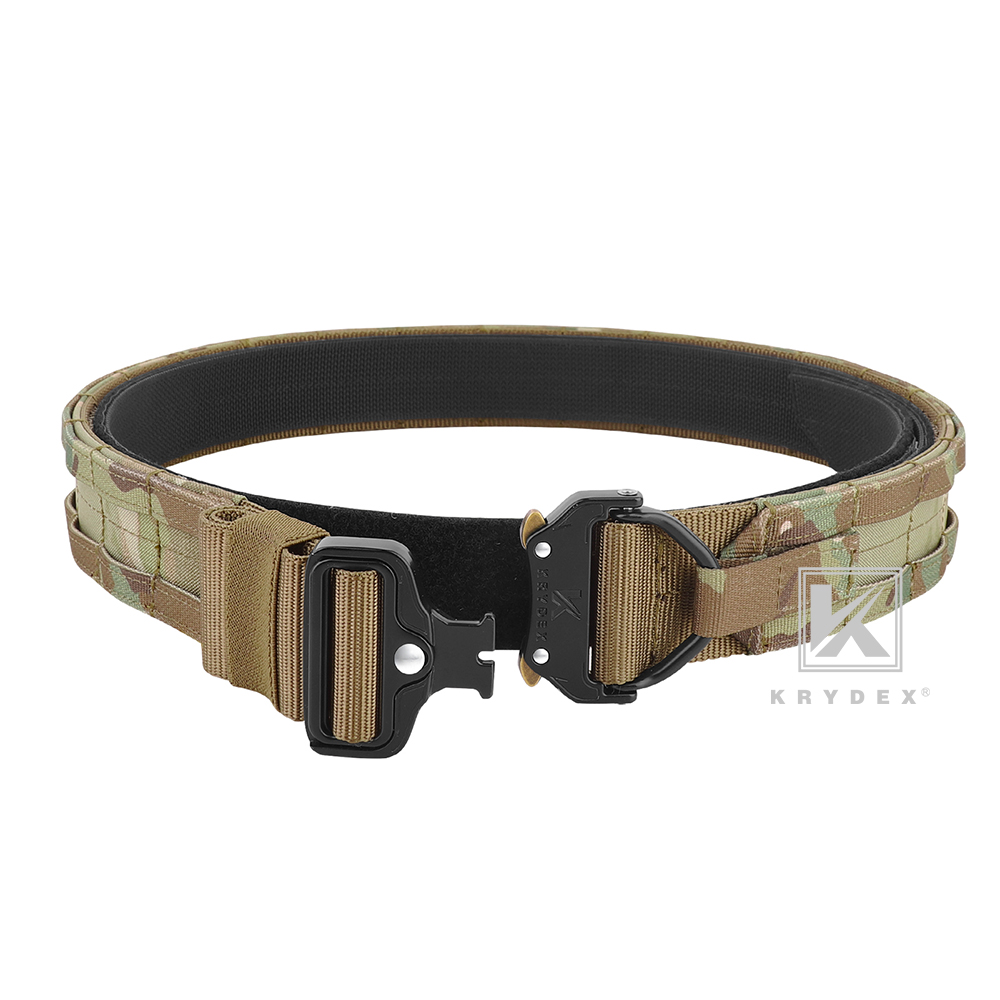 KRYDEX Tactical Belt 1.75 in Heavy Rigger Duty Belt D-ring MOLLE Quick Release MC Camo