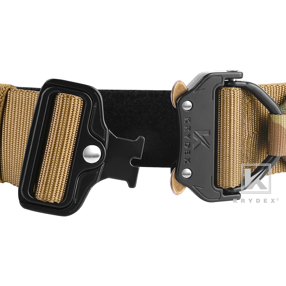 KRYDEX Tactical Belt 1.75 in Heavy Rigger Duty Belt D-ring MOLLE Quick Release MC Camo