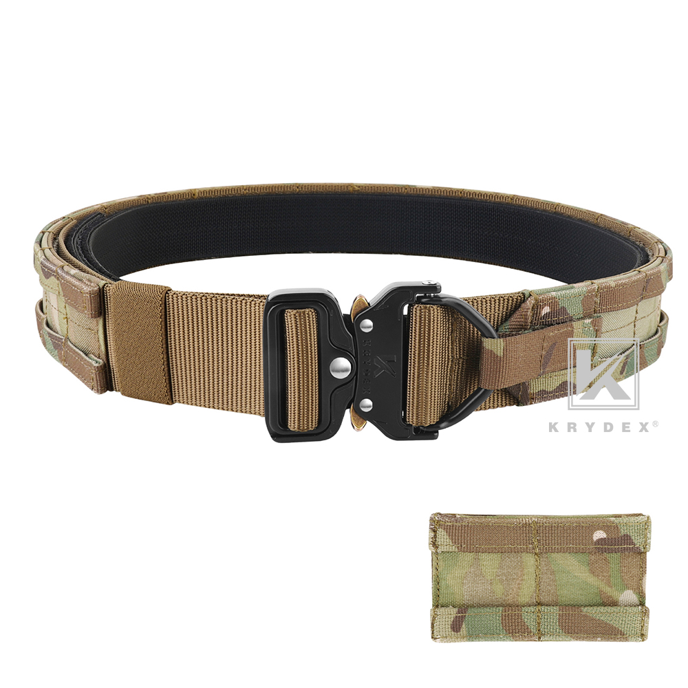 KRYDEX Tactical Belt 1.75 in Heavy Rigger Duty Belt D-ring MOLLE Quick Release MC Camo