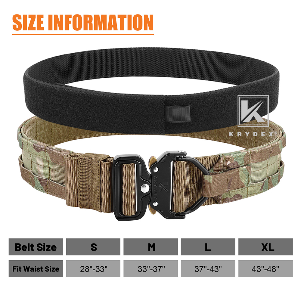 KRYDEX Tactical Belt 1.75 in Heavy Rigger Duty Belt D-ring MOLLE Quick Release MC Camo