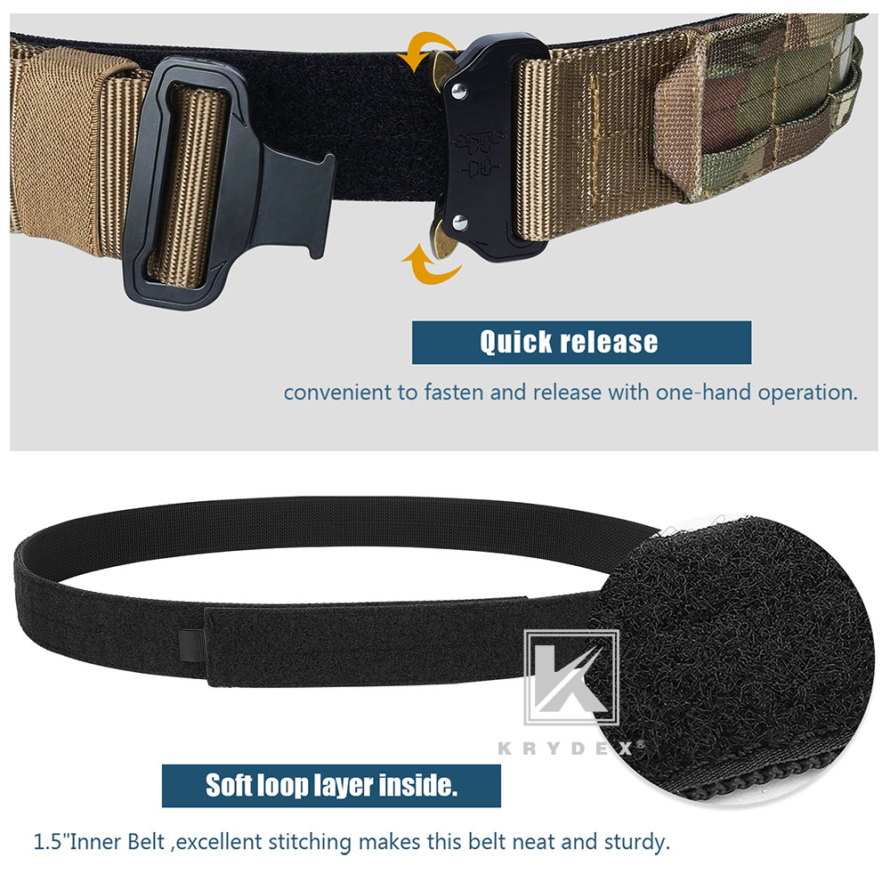 KRYDEX Tactical Belt 1.75 in Heavy Rigger Duty Belt Quick Release MOLLE Multicam