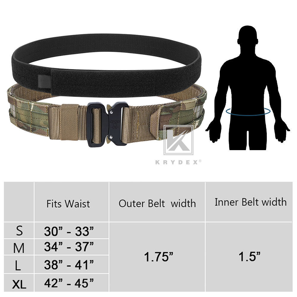 KRYDEX Tactical Belt 1.75 in Heavy Rigger Duty Belt Quick Release MOLLE Multicam