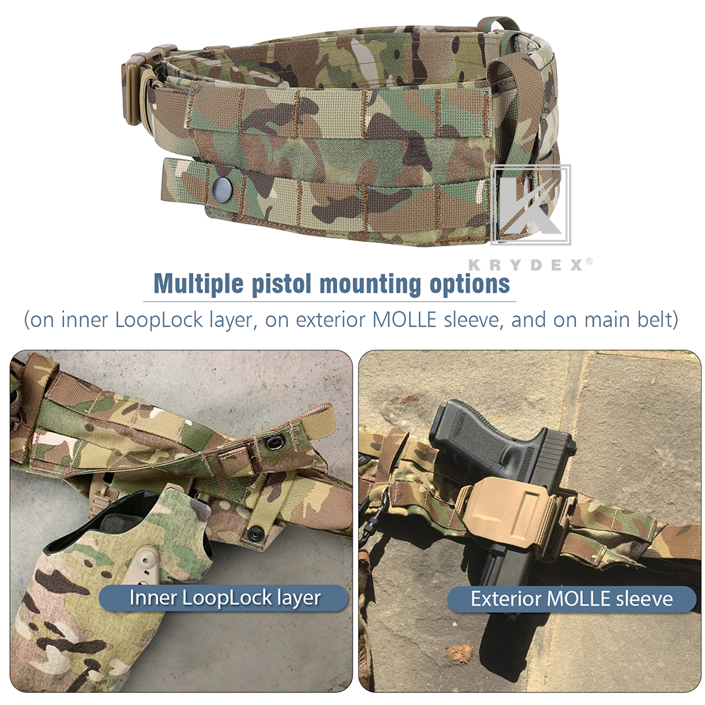 KRYDEX Tactical MRB Modular Rigger's Belt Molle Slots Battle Heavy Duty Gun Belt