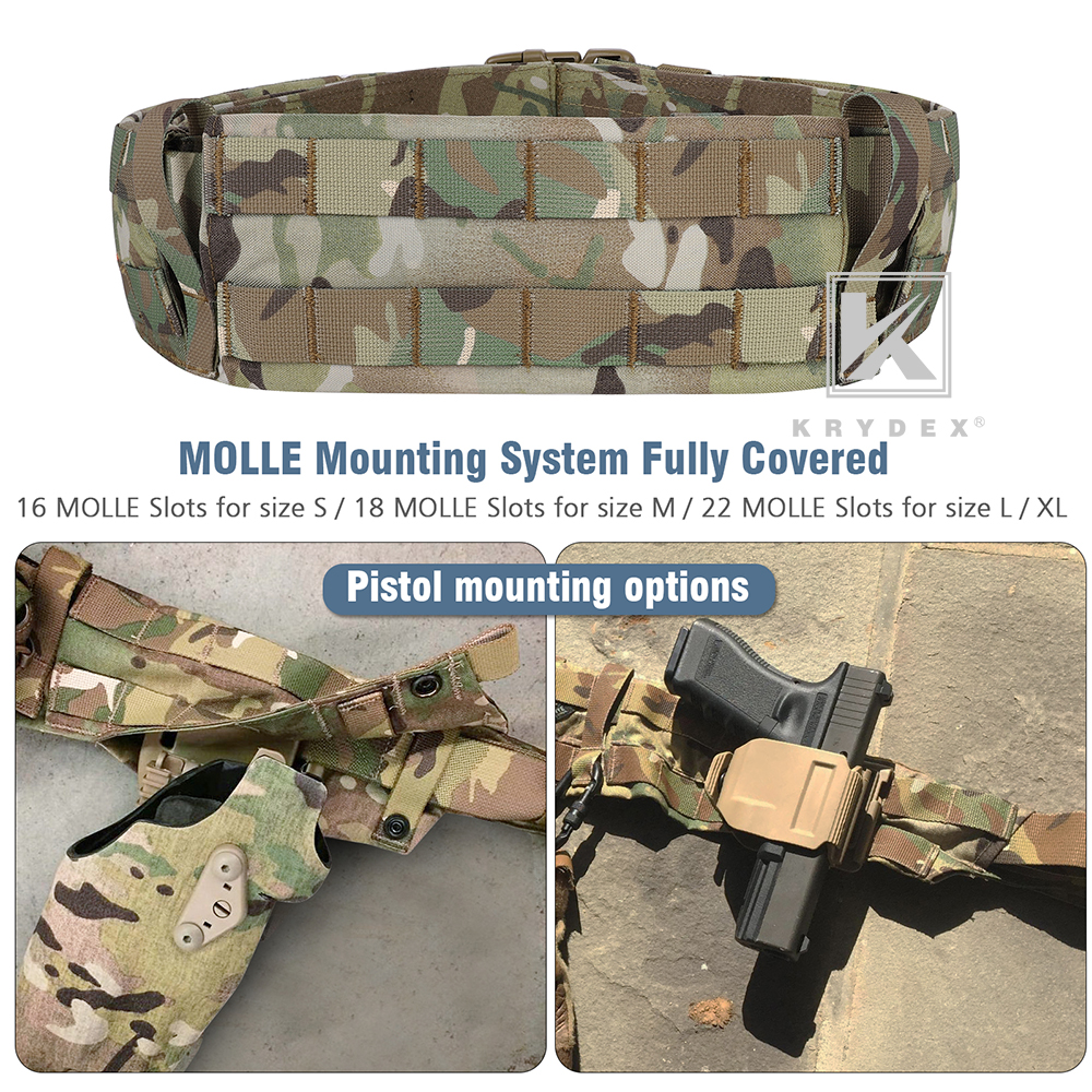 KRYDEX Tactical MRB Modular Rigger's Belt Molle Slots Battle Heavy Duty Gun Belt