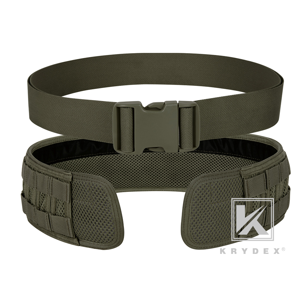 KRYDEX Tactical Belt MOLLE Battle Belts Modular Combat Padded Heavy Duty Belt Ranger Green