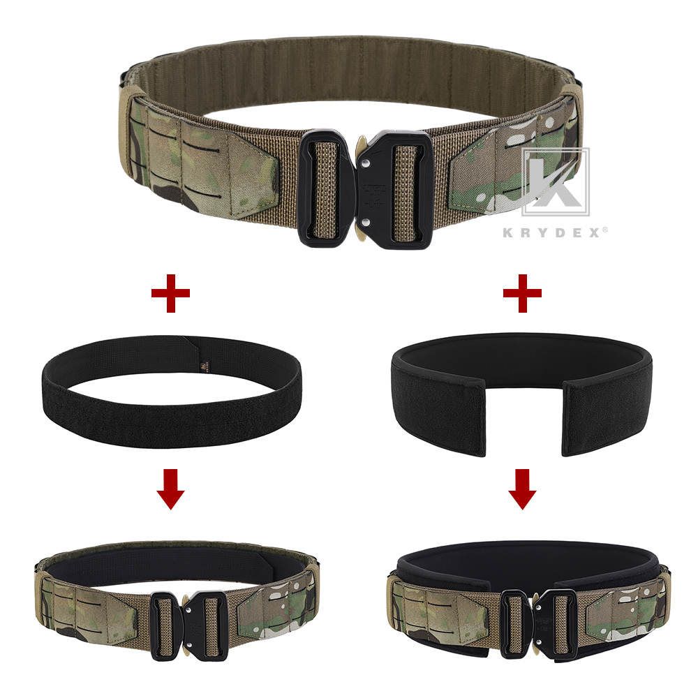 KRYDEX Tactical Battle Belt Laser Cut MOLLE Havy Duty Pad Quick Release Buckle