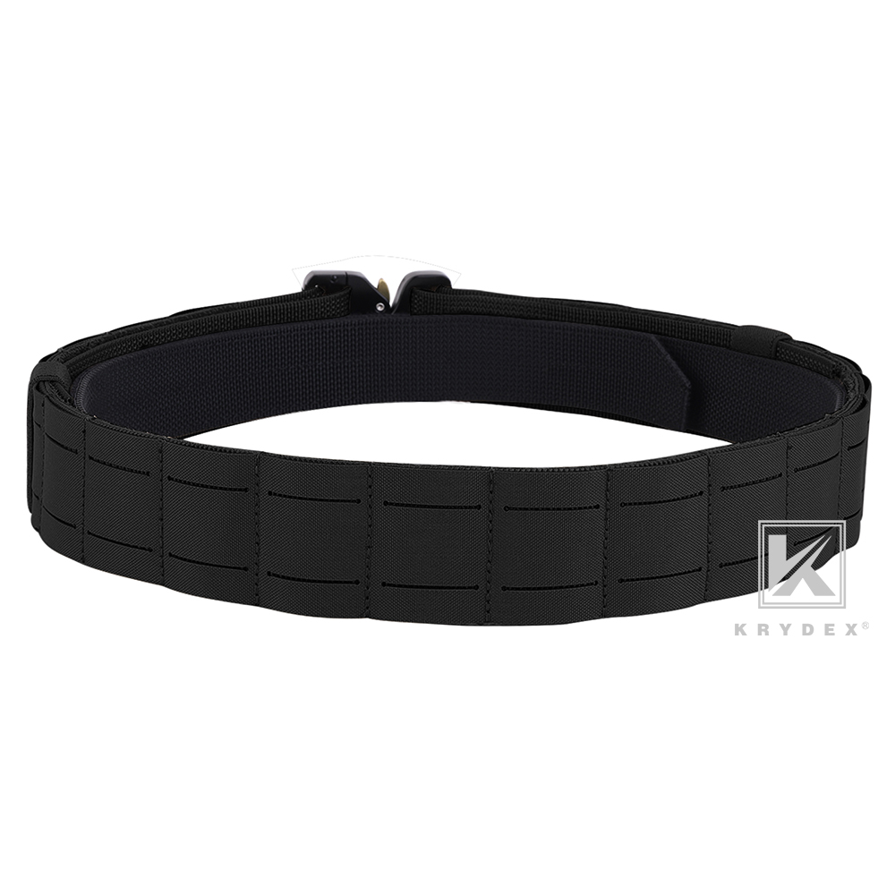 KRYDEX Tactical Battle Belt Laser Cut MOLLE Duty Pad Quick Release Buckle Black