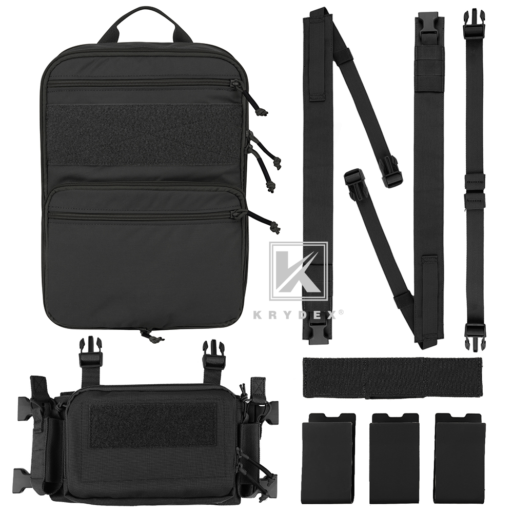 KRYDEX Tactical D3CR Chest Rig Harness Vest D3 Flatpack Backpack MOLLE Rucksack Black