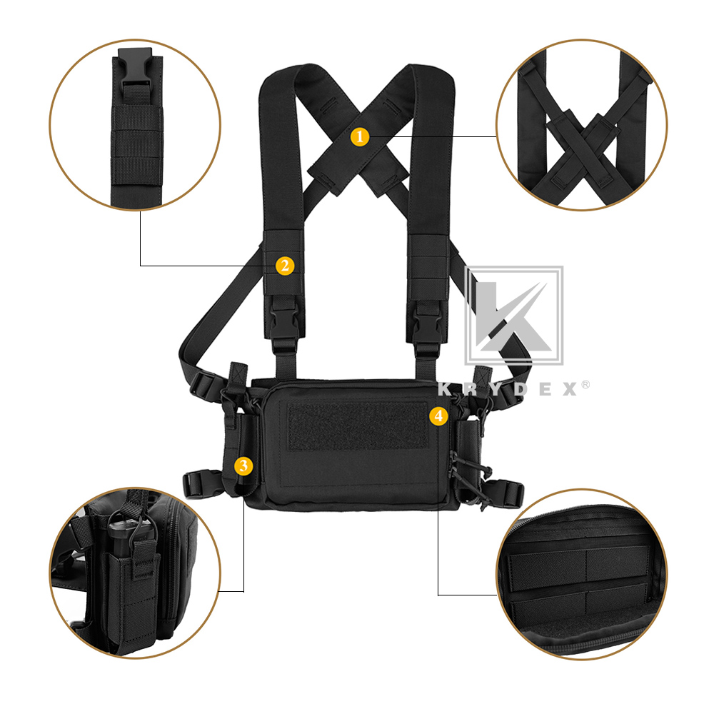 KRYDEX Tactical D3CR Chest Rig Harness Vest D3 Flatpack Backpack MOLLE Rucksack Black