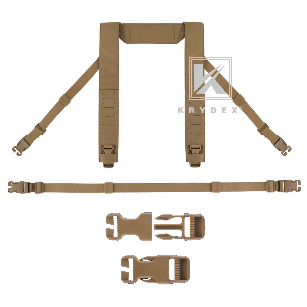 KRYDEX Micro Fight Fat Strap H Harness Shoulder & Back Strap Laser Cut MOLLE Coyote Brown