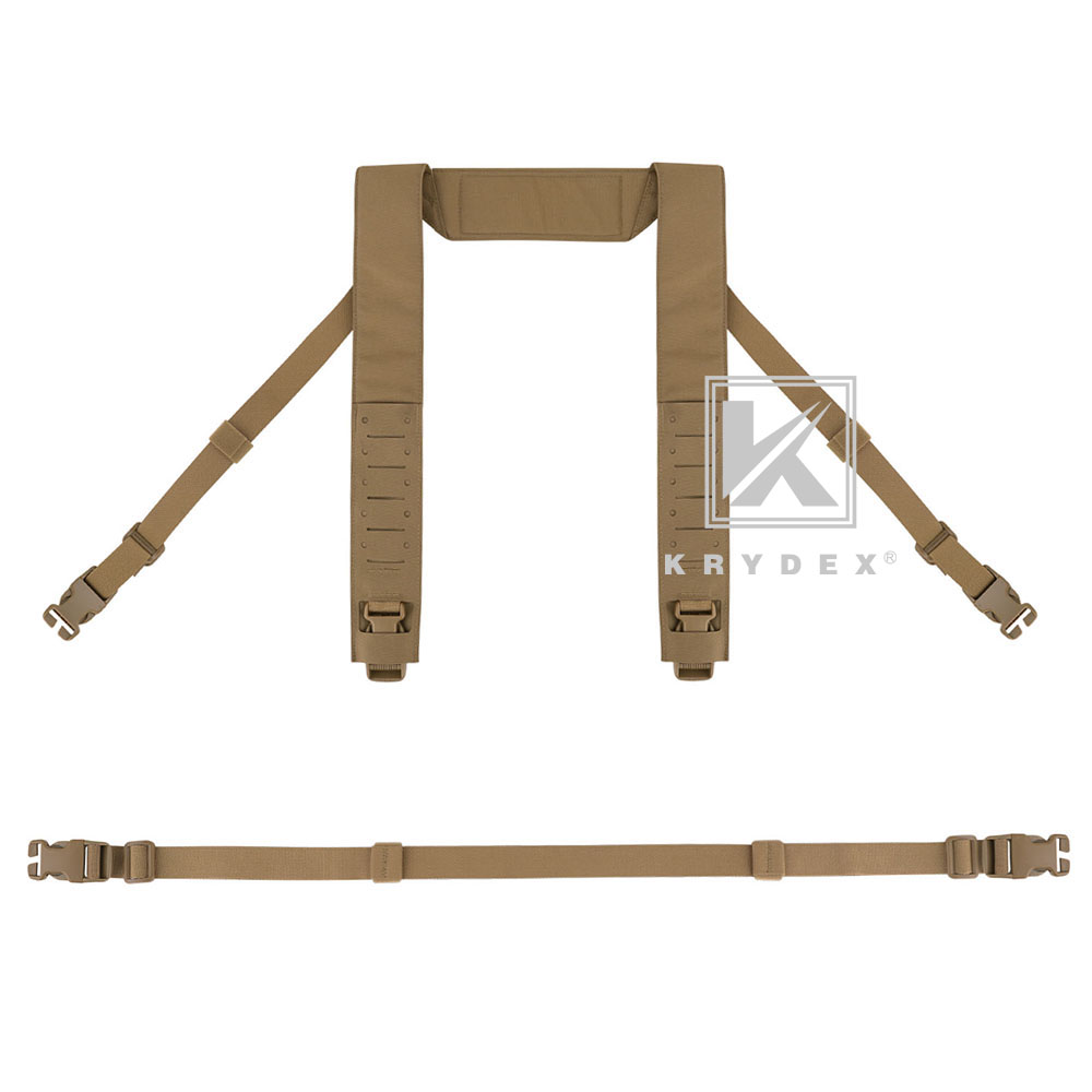 KRYDEX Micro Fight Fat Strap H Harness Shoulder & Back Strap Laser Cut MOLLE Coyote Brown