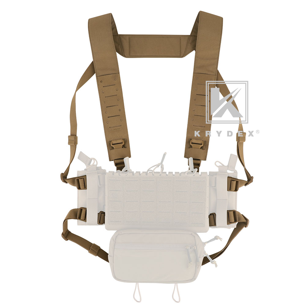 KRYDEX Micro Fight Fat Strap H Harness Shoulder & Back Strap Laser Cut MOLLE Coyote Brown