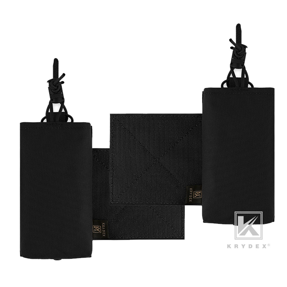 KRYDEX Radio Pouches Set Expander Wings for Side Chest Rig Plate Carrier Black