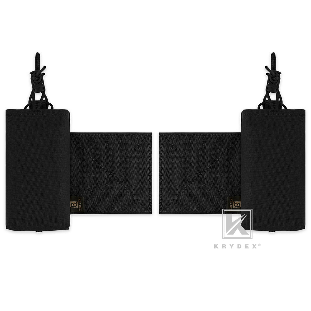 KRYDEX Radio Pouches Set Expander Wings for Side Chest Rig Plate Carrier Black