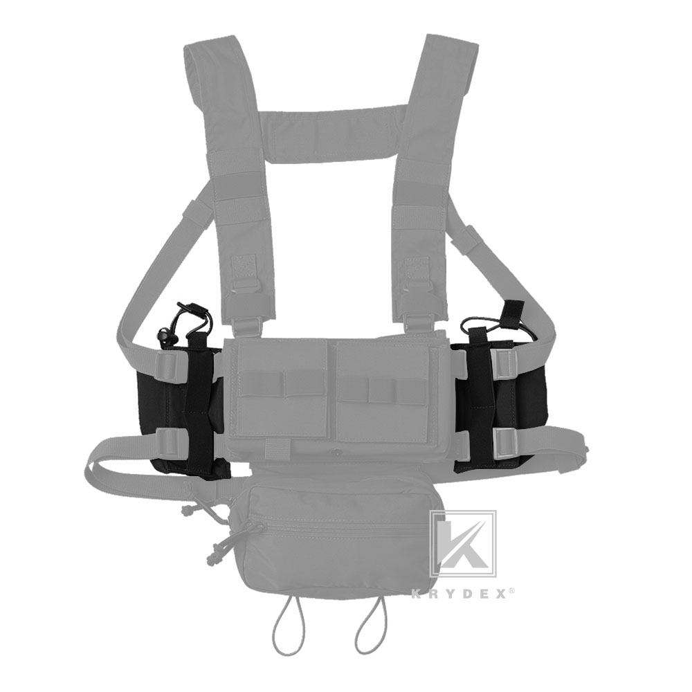 KRYDEX Radio Pouches Set Expander Wings for Side Chest Rig Plate Carrier Black