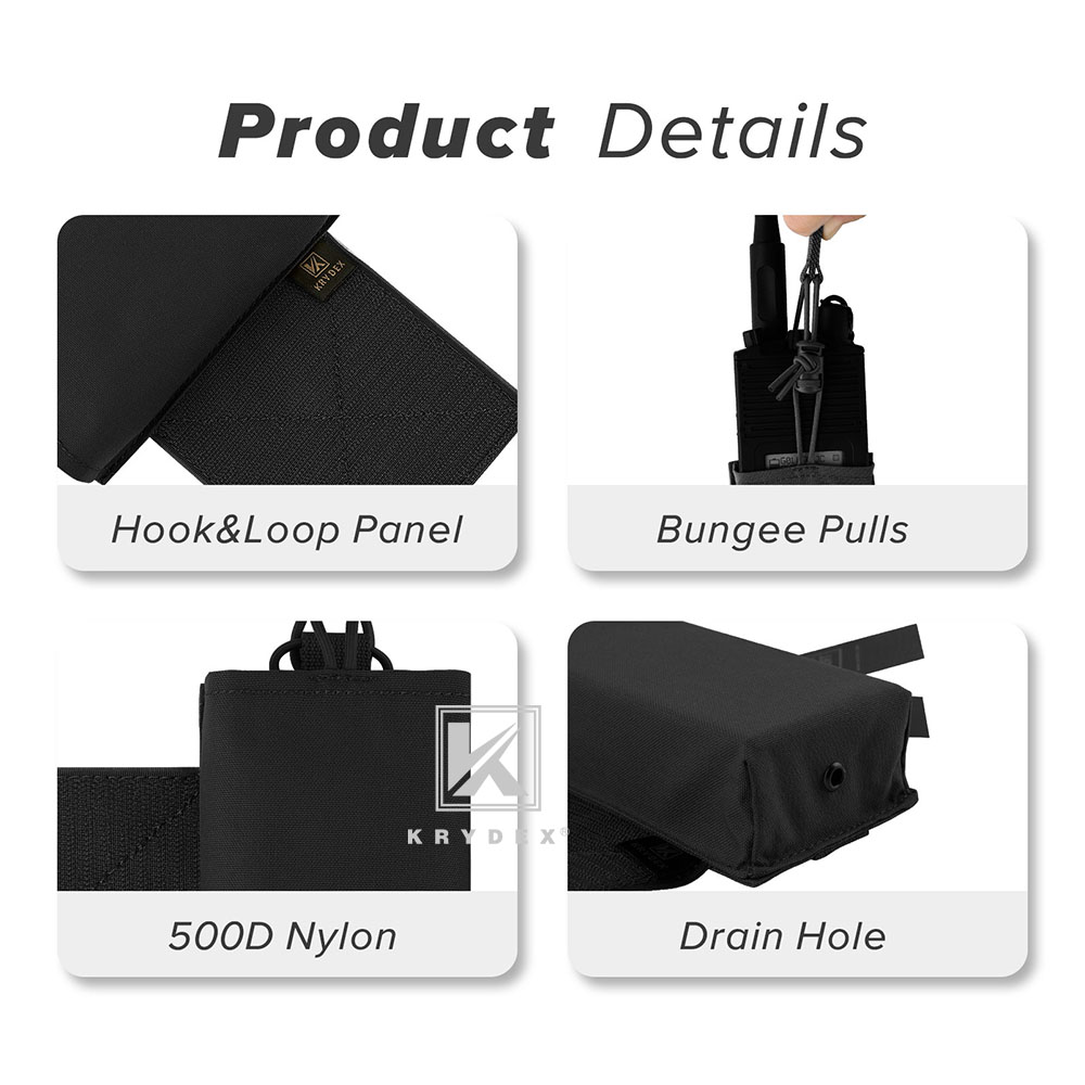 KRYDEX Radio Pouches Set Expander Wings for Side Chest Rig Plate Carrier Black