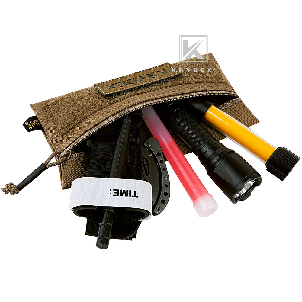 KRYDEX Tactical Front Candy Pouch Zipper Kit Pack Hook Back for Chest Rig Coyote