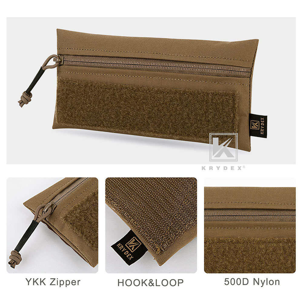KRYDEX Tactical Front Candy Pouch Zipper Kit Pack Hook Back for Chest Rig Coyote