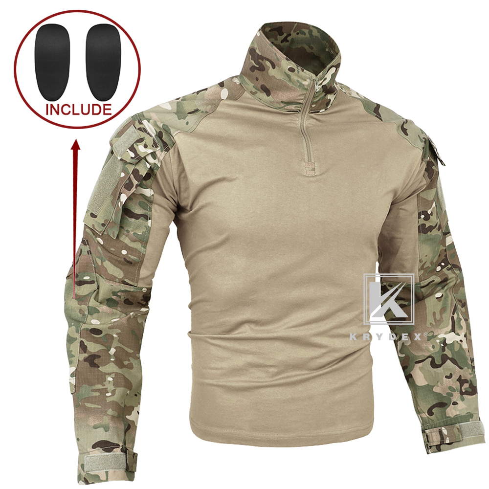 KRYDEX Gen3 Combat Shirt Long Sleeve with Tactical Elbow Pads Tops Airsoft