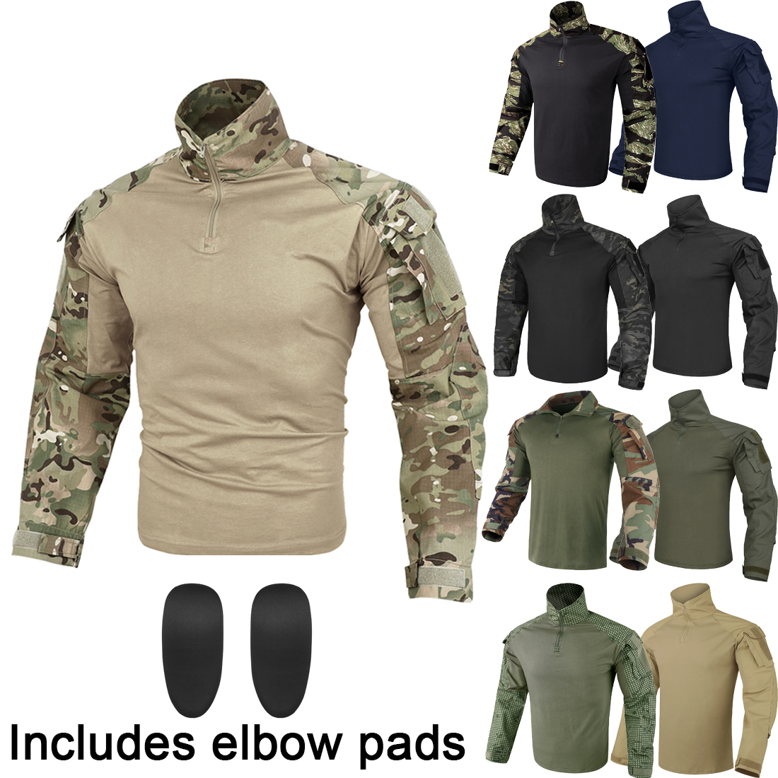 KRYDEX Gen3 Combat Shirt Long Sleeve with Tactical Elbow Pads Tops Airsoft