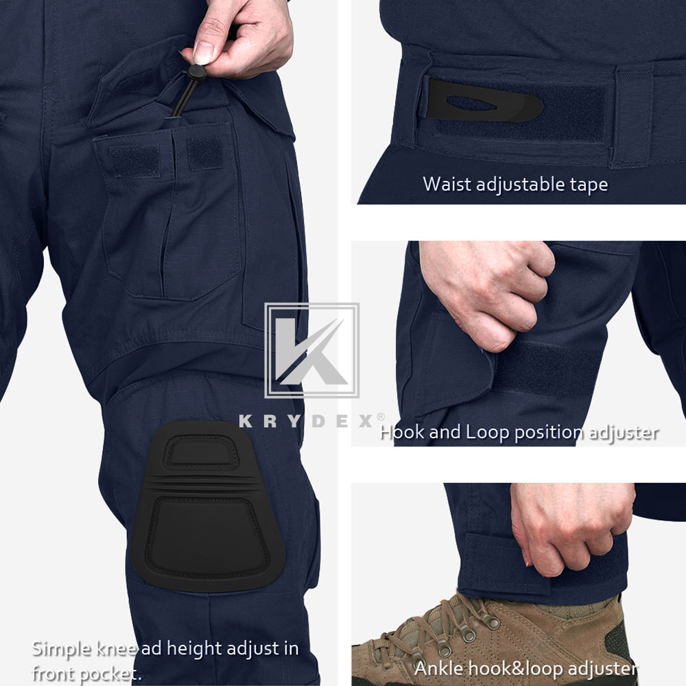 KRYDEX Gen3 Combat Uniform Set Tactical Shirt & Pants w/ Elbow & Knee Pads Blue