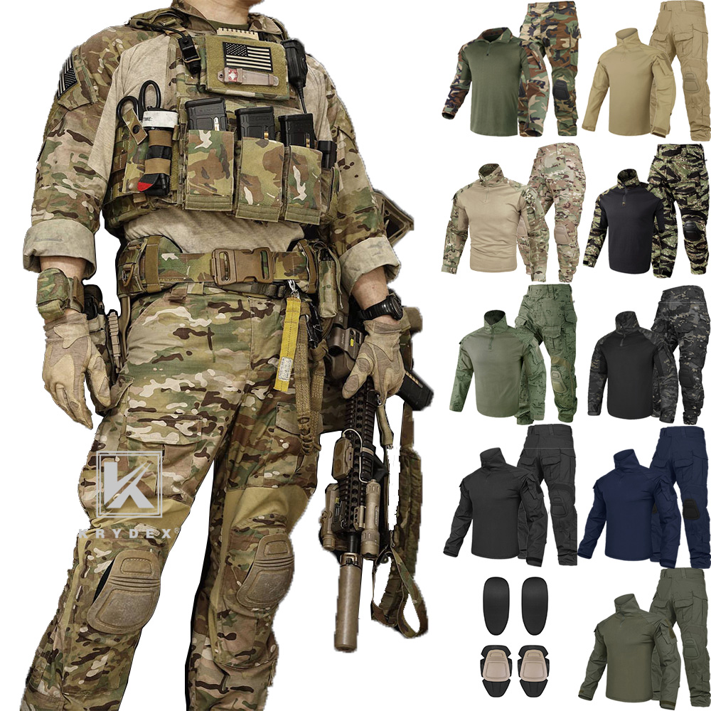 KRYDEX G3 Combat Uniform Tactical Clothes Shirt & Pant w/ Elbow Pads & Knee Pads