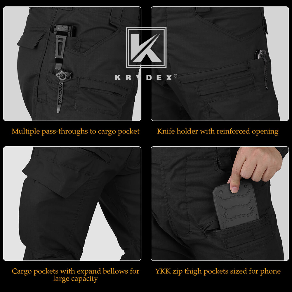 KRYDEX G4 Combat Uniform Tactical BDU Shirts and Pants with Elbow / Knee Pads Black