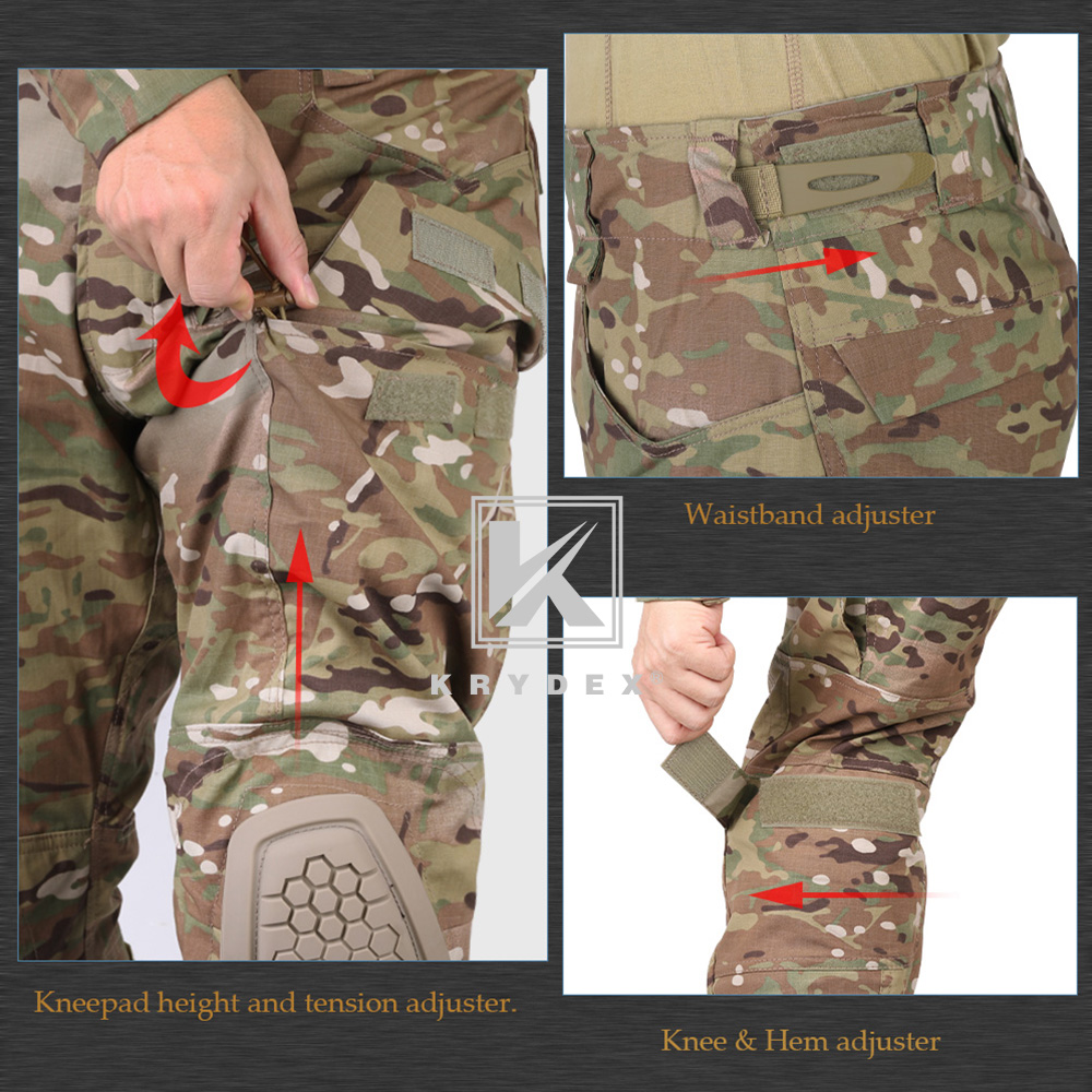 KRYDEX G4 Combat Uniform Tactical BDU Shirts and Pants with Elbow / Knee Pads Multicam