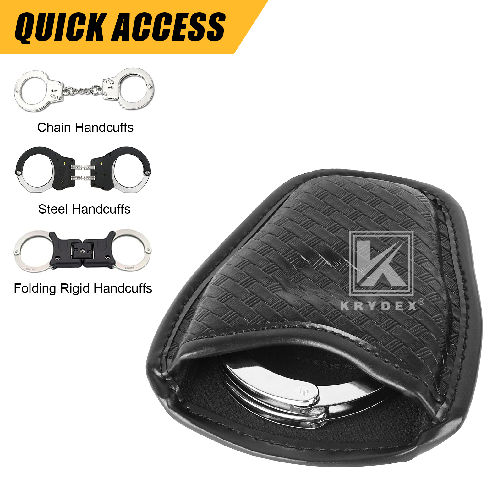 KRYDEX Open Top Handcuff Pouch for Duty Belt – Fits 2-2.25