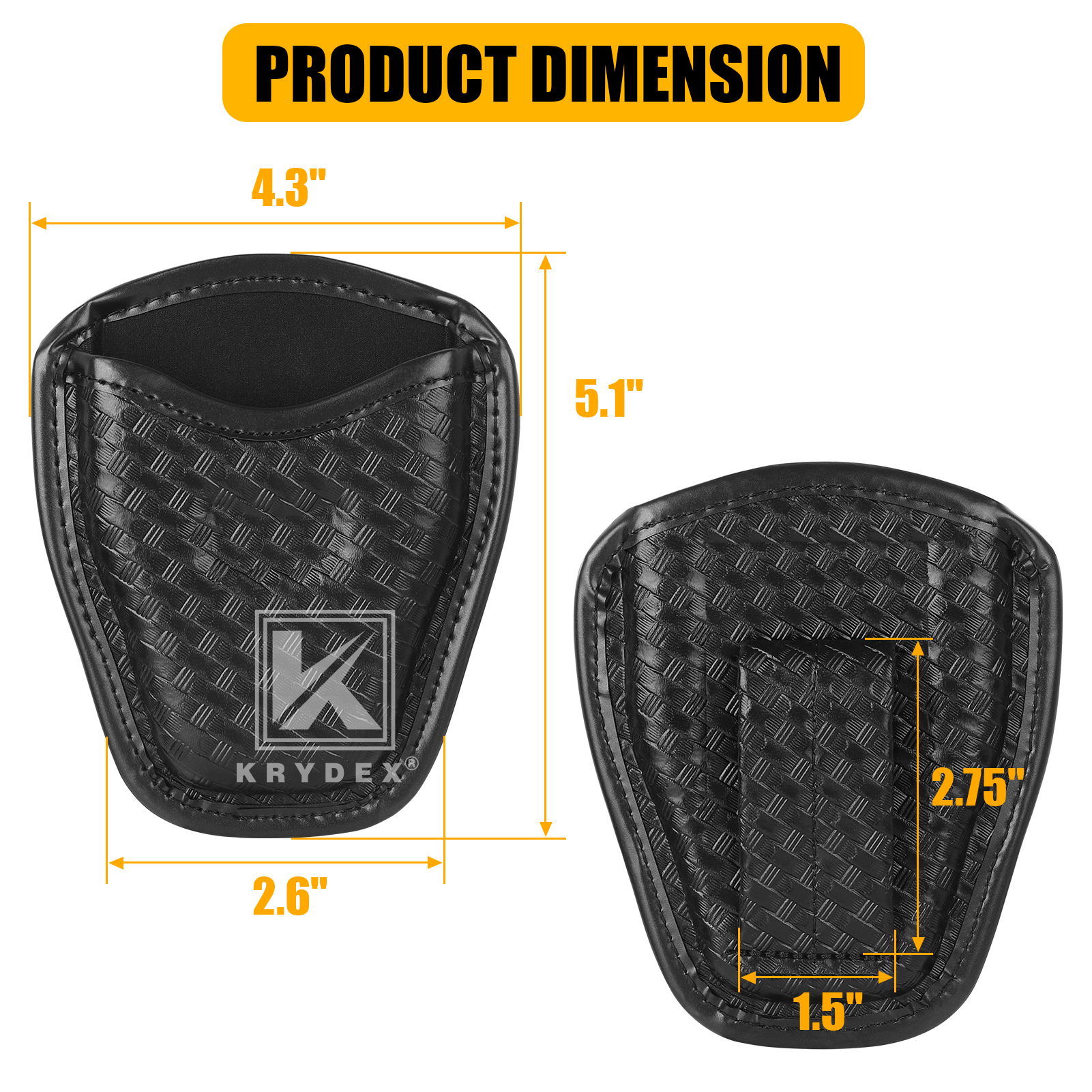 KRYDEX Open Top Handcuff Pouch for Duty Belt – Fits 2-2.25
