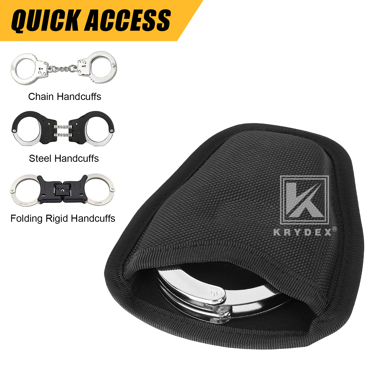 KRYDEX Tactical Open Top Handcuff Case Classic Single Cuff Pouch for Duty Belt