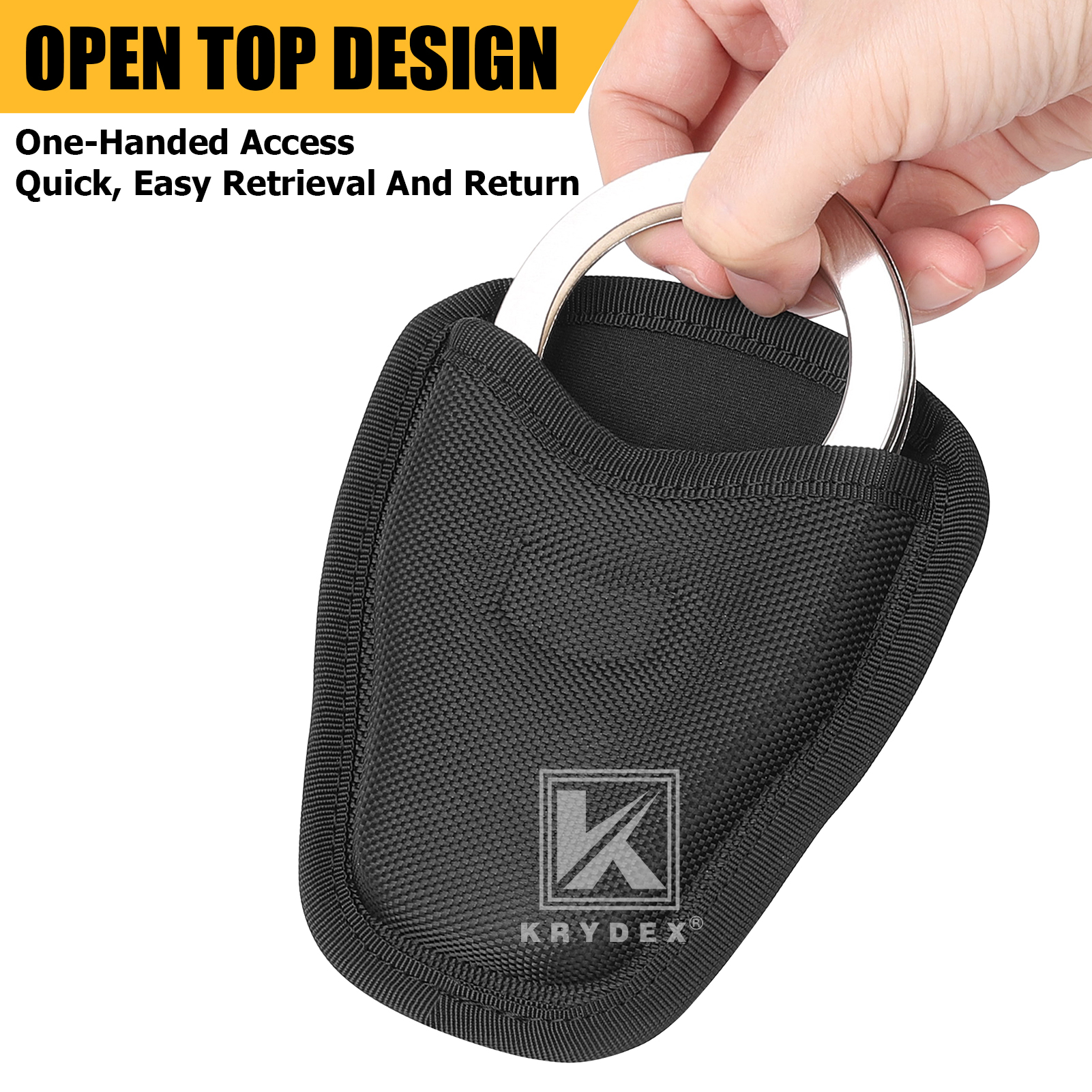 KRYDEX Tactical Open Top Handcuff Case Classic Single Cuff Pouch for Duty Belt