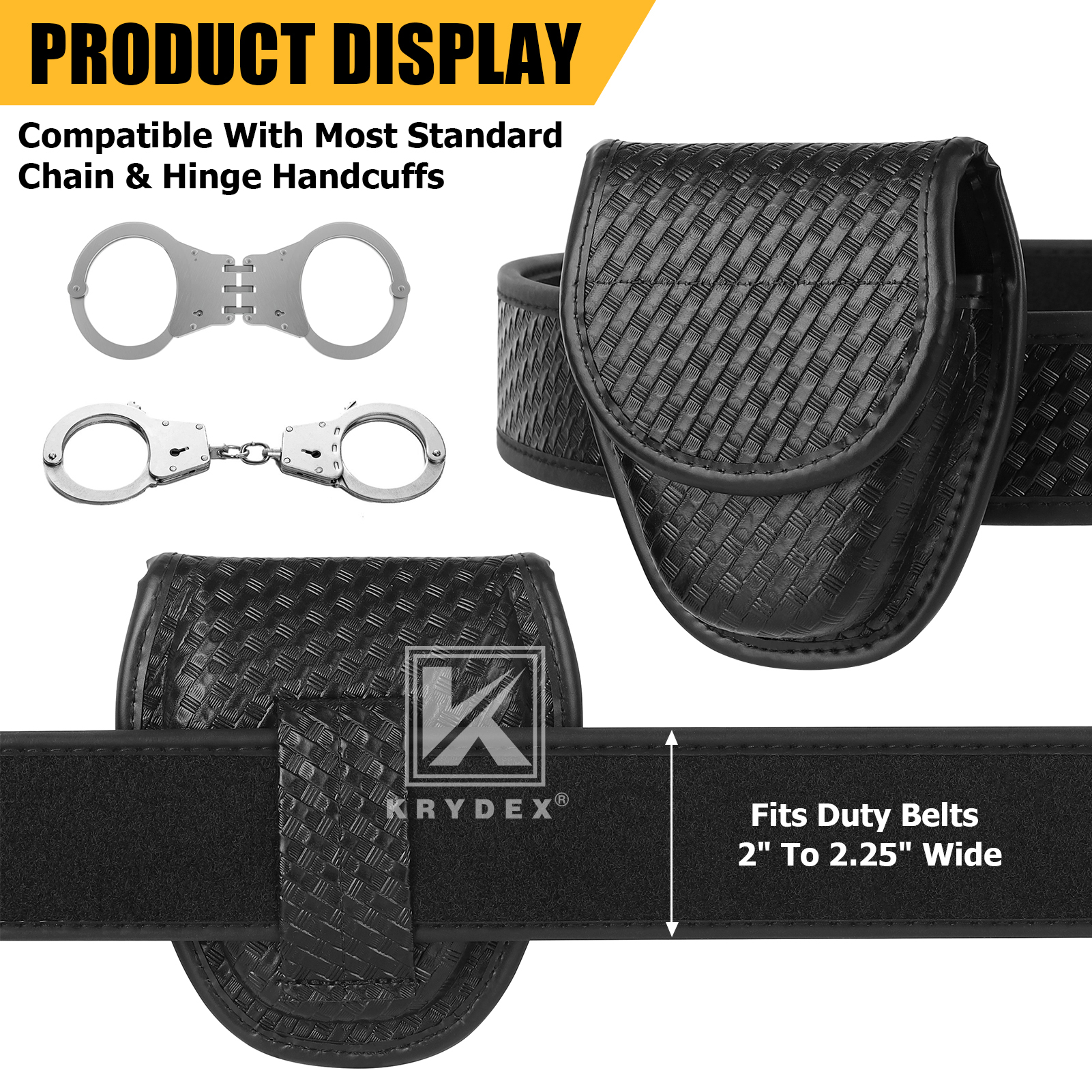 KRYDEX Double Snap Handcuff Case Police Holster Handcuff Pouch for Duty Belt