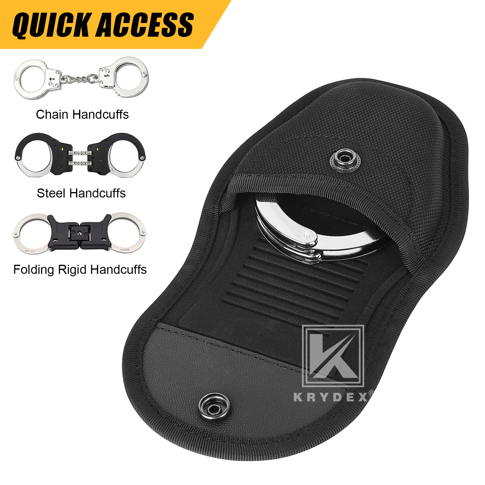 KRYDEX Hidden Snap Nylon Handcuff Pouch, Cuff Case Fits 2-2.25