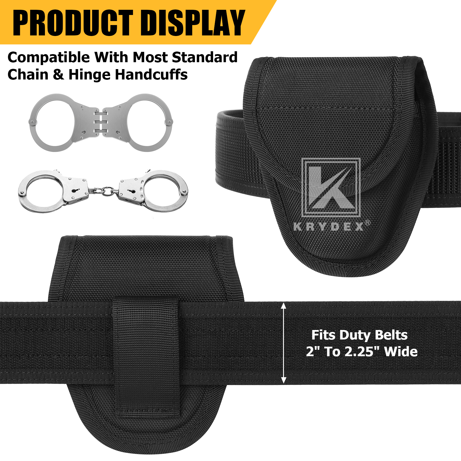 KRYDEX Hidden Snap Nylon Handcuff Pouch, Cuff Case Fits 2-2.25
