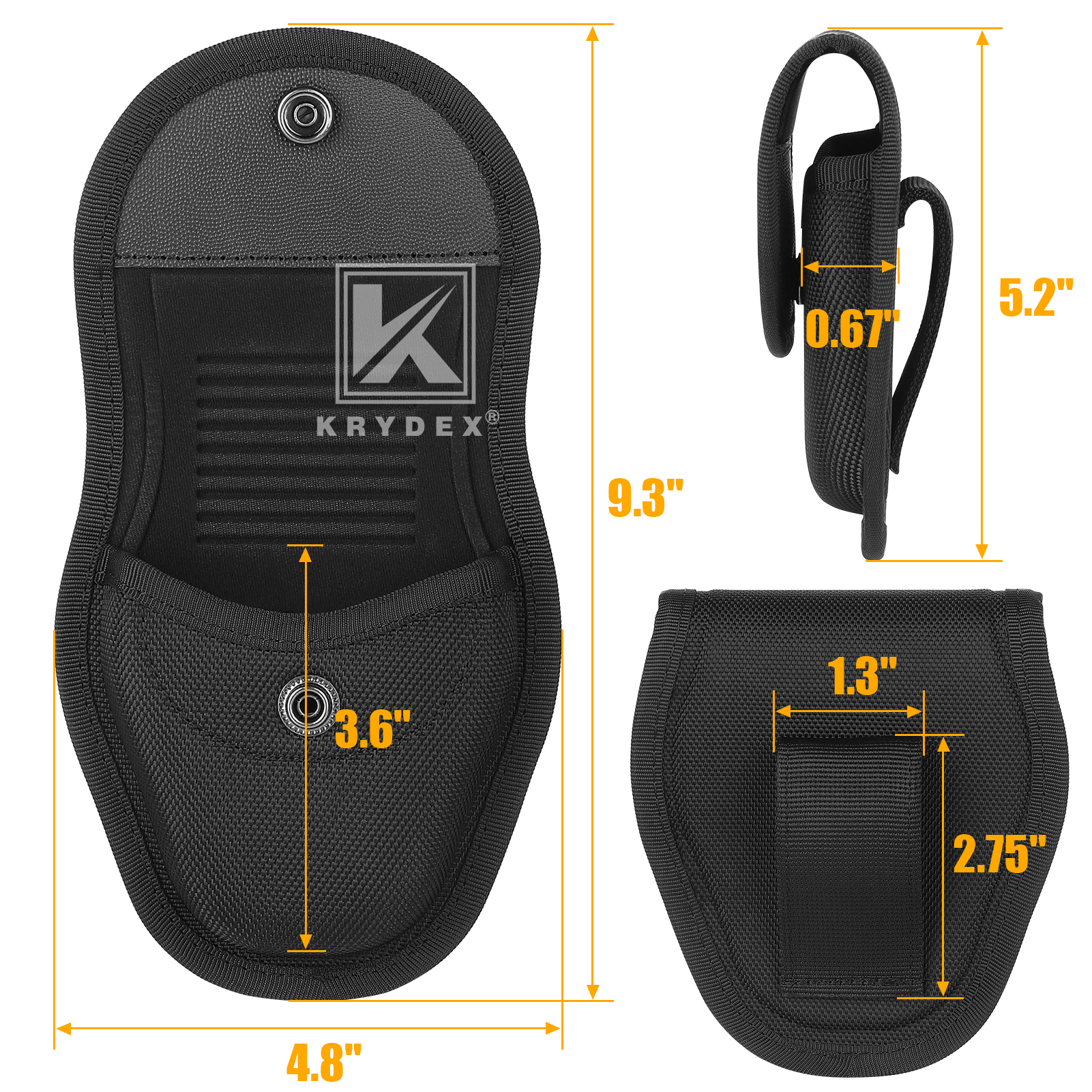 KRYDEX Hidden Snap Nylon Handcuff Pouch, Cuff Case Fits 2-2.25