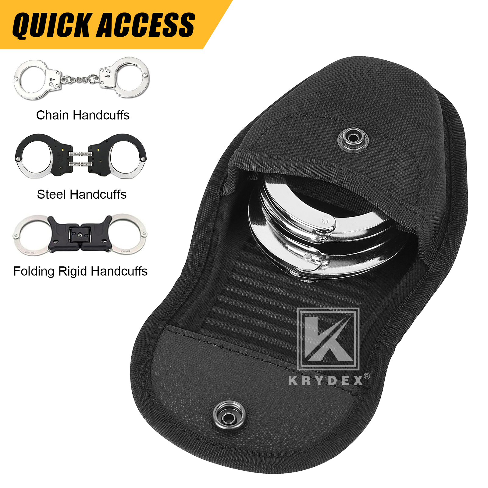 KRYDEX Double Handcuff Pouch Hidden Snap Cuff Case Fits Duty Belt for Police